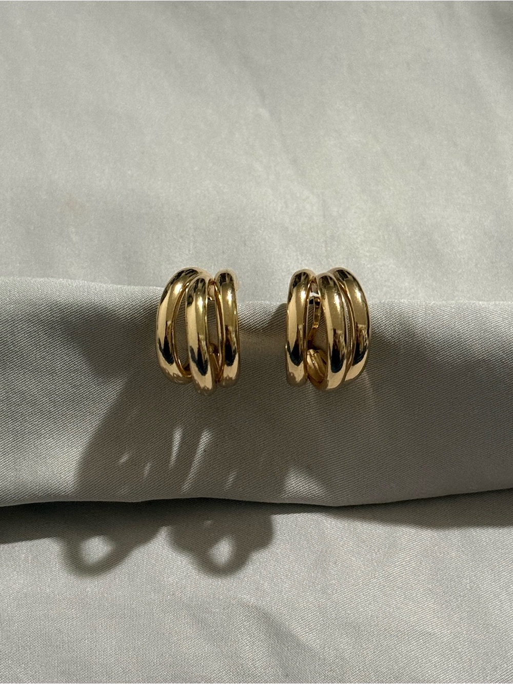 Classic Chunky Gold Triple-Band Hoop Earrings - Women Jewelry
